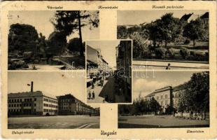 1941 Ungvár, Uzshorod, Uzhhorod, Uzhorod; vár részlet, Korzó, Kossuth park, Galagó részlet, Gimnázium / castle, street view, park, grammar school (EK)