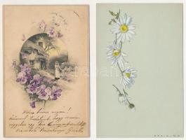 6 db RÉGI (1945 előtti) dombornyomott képeslap / 6 pre-1945 Embossed postcards