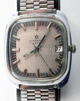 Junghans karóra, kézi felhúzós, dekoratív számlappal, hibátlan számlap, plexin kis karc, fém, szíjja...