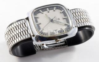 Junghans karóra, kézi felhúzós, dekoratív számlappal, hibátlan számlap, plexin kis karc, fém, szíjja...