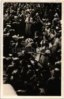 1938 Ipolyság, Sahy; bevonulás, "A Felvidék felszabadulásának első örömünnepe 1938. október 11." / entry of the Hungarian troops + "1938 Az Első Visszatért Magyar Város Ipolyság" So. Stpl.