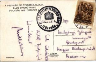1938 Ipolyság, Sahy; bevonulás, "A Felvidék felszabadulásának első örömünnepe 1938. október 11....