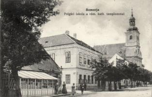 Somorja public school with catholic church