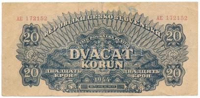 Csehszlovákia 1944. 20K "AE 172152" T:F Czechoslovakia 1944. 20 Korun "AE 172152" C:F Krause P#47