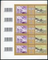 2009 Repüléstörténet évfordulók ívtöredék 5 db szelvényes csíkkal és 5 vonalkóddal