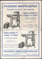 Phoenix Varrógépszalon Modersohn A. Vilmos Bp. VI. Teréz körút képes ismertetője, hajtott, 4p