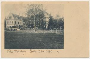 1910 Tőketerebes, Trebisov; Gróf Andrássy kastély, hátoldalon Andrássy Boris (Borbála) grófnő (Pallavicini György őrgróf jegyese) levele / castle. Letter of Countess Borbála Andrássy on the backside (EK)