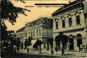 1930 Székelyudvarhely, Odorheiu Secuiesc; Kossuth utca, Budapest szálloda, dohányáruda. Erdélyi Simon kiadása 1754. (W.L. ?) / Bulev. Regele Ferdinand / street view, hotel, tobacco shop (EB)