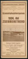 1934 Első Dunagőzhajózási Társaság személyhajóforgalom 1934. évi zsebmenetrend