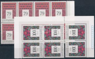 1999 Magyar népművészet XI. 79Ft ívszéli nyolcastömb + 100Ft ívsarki négyestömb és ívsarki pár ívszéli jelzéssel