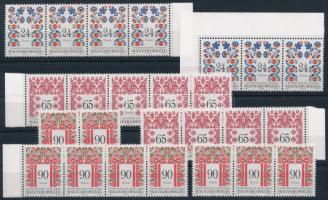 1999 Magyar népművészet 24Ft ívsarki hármascsík és ívszéli négyescsík + 65Ft ívszéli ötöscsík és négyescsík + 90Ft pár, hármascsík és ívszéli négyescsík