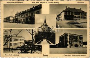 Szenc, Szencz, Szempcz, Senec; Községháza, Postahivatal, zsinagóga, Római katolikus templom és Lourdes-i barlang, Gimnázium, Római katolikus iskola, Török ház, főszolgabírói hivatal / town hall, post office, synagogue, Catholic church and Lourdes Grotto, grammar school, Catholic school, court (EB)