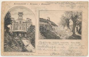 1902 Brassó, Kronstadt, Brasov; Graft féle kirándulás, Lövészház, sör és bor. Julius Müller's Nachfolger Tartler &amp; Schreiber / Casa de tir, Graft / shooting hall, beer and wine. Art Nouveau (gyűrődések / creases)