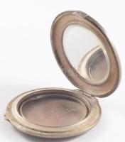 Ezüst (Ag) pudrié, benne fém szerelékkel, tükörrel, jelzett, bruttó 56,4g