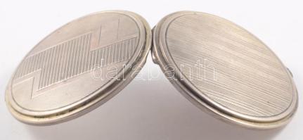 Ezüst (Ag) pudrié, benne fém szerelékkel, tükörrel, jelzett, bruttó 56,4g