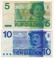 Hollandia 1968. 10G + 1973. 5G T:F,VG kisebb beszakadások Netherlands 1968. 10 Gulden + 1973. 5 Gulden C:F,VG small tears