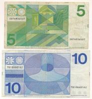 Hollandia 1968. 10G + 1973. 5G T:F,VG kisebb beszakadások
Netherlands 1968. 10 Gulden + 1973. 5 Gul...