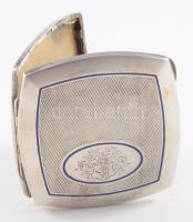 cca 1940 Kassa, Ezüst (Ag) cigarettatárca, zománcos díszítéssel, jelzett, 9,5x9 cm, bruttó 142g