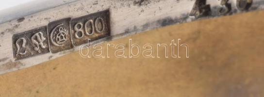 cca 1940 Kassa, Ezüst (Ag) cigarettatárca, zománcos díszítéssel, jelzett, 9,5x9 cm, bruttó 142g