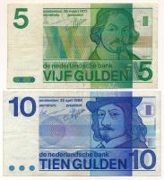 Hollandia 1968. 10G + 1973. 5G T:F,VG kisebb beszakadások Netherlands 1968. 10 Gulden + 1973. 5 Gulden C:F,VG small tears