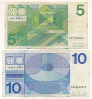 Hollandia 1968. 10G + 1973. 5G T:F,VG kisebb beszakadások
Netherlands 1968. 10 Gulden + 1973. 5 Gul...