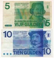 Hollandia 1968. 10G + 1973. 5G T:F,VG kisebb beszakadások Netherlands 1968. 10 Gulden + 1973. 5 Gulden C:F,VG small tears
