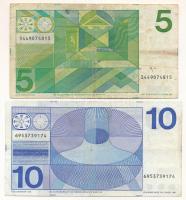 Hollandia 1968. 10G + 1973. 5G T:F,VG kisebb beszakadások
Netherlands 1968. 10 Gulden + 1973. 5 Gul...
