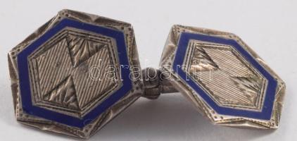 Ezüst (ag) mandzsetta pár, jelzett, zománcozott, bruttó 4,2g