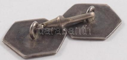 Ezüst (ag) mandzsetta pár, jelzett, zománcozott, bruttó 4,2g