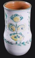 Jelzett iparművész váza, mázkopással, m: 15,5 cm