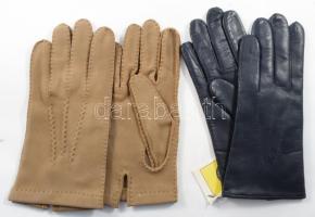 2 pár használatlan női bőr kesztyű, egyik pécsi