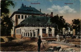 Karánsebes, Caransebes; Főgimnázium, építkezés. Halász Nándor kiadása / school, construction (fl)