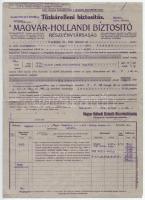 1934. "Magyar-Hollandi Biztosító Részvénytársaság" tűzkárelleni biztosítás + 1935. "Phönix Életbiztosító Társaság" biztosítási okmány + 1946. "Pesti Magyar Kereskedelmi Bank" takarék betétkönyve "Sopron", részben kitöltve T:F, folt