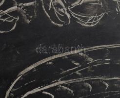 Feledy Gyula (1928-2010): Napraforgós lány. Olaj, tus, karton. Jelzett hátul 50x36 cm