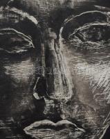 Feledy Gyula (1928-2010): Napraforgós lány. Olaj, tus, karton. Jelzett hátul 50x36 cm