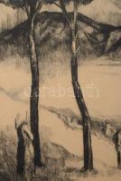 Bencze László (1907-1992): Bárkák. Rézkarc, papír, jelzett, paszpartuban 19x29 cm