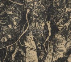 Remsey Jenő (1885-1970): Horgász. Rézkarc, papír, jelzett, 29x39 cm