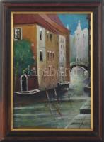 Horváth Zoltán(1945-) Velencei látkép. Olaj, farost. 29x20 cm Keretben