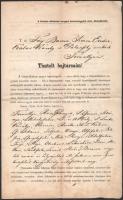 1868 Erőssy Lajos (1819 k.-1903) 1848-as honvédszázados, a Gömör-Kishont megyei honvédegylet első alelnökének aláírt körlevele