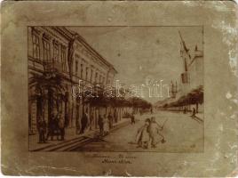 Kalocsa, a kalocsai főutcán muri után, részeg humor este Holddal (gyűrődések / creases)