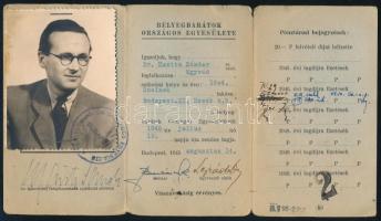 1945 Bp., Bélyegbarátok Országos Egyesülete fényképes igazolvány