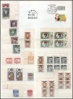 73 db bélyeg, köztük ívszéli kettős fogazás, színeltérés és más érdekességek nagyalakú berakólap mindkét oldalán