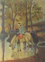 Vincze Gizella: Menekülő szabadságharcos. Olaj, vászon 57x44 cm