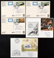 85 db magyar küldemény, modern bélyegekkel bérmentesítve, közte 2 db blokk, szelvényes bélyegek, pár futott, javarészt FDC-k, mind Magyarország felirattal