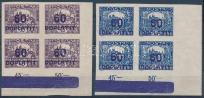 1919 2 db vágott Portó bélyeg ívsarki négyestömbökben Mi 37-38