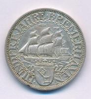 Német Birodalom / Weimari Köztársaság 1927A 3M Ag "100 éves Bremerhaven" (15,03g) T:XF German Empire / Weimar Republic 1927A 3 Mark Ag "100th Anniversary of Bremerhaven" (15,03g) C:XF Krause KM#50