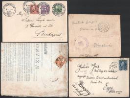 25 db vegyes küldemény, benne levelek, díjjegyesek, okmányok és 7 okmány