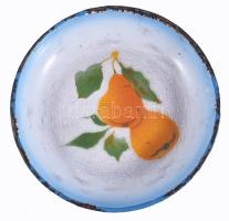 Lampart zománcozott tál, sérüléssel, d: 19 cm