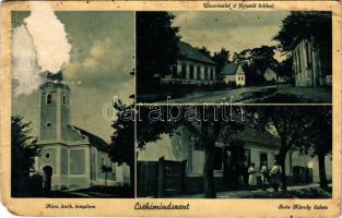 Csehimindszent, Római katolikus templom, utca, jegyzői lak, Soós Károly üzlete (b)