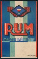 Rum magyar gyártmány címke, Kolozsvár, Braun műintézet-ny., 9,5×6 cm